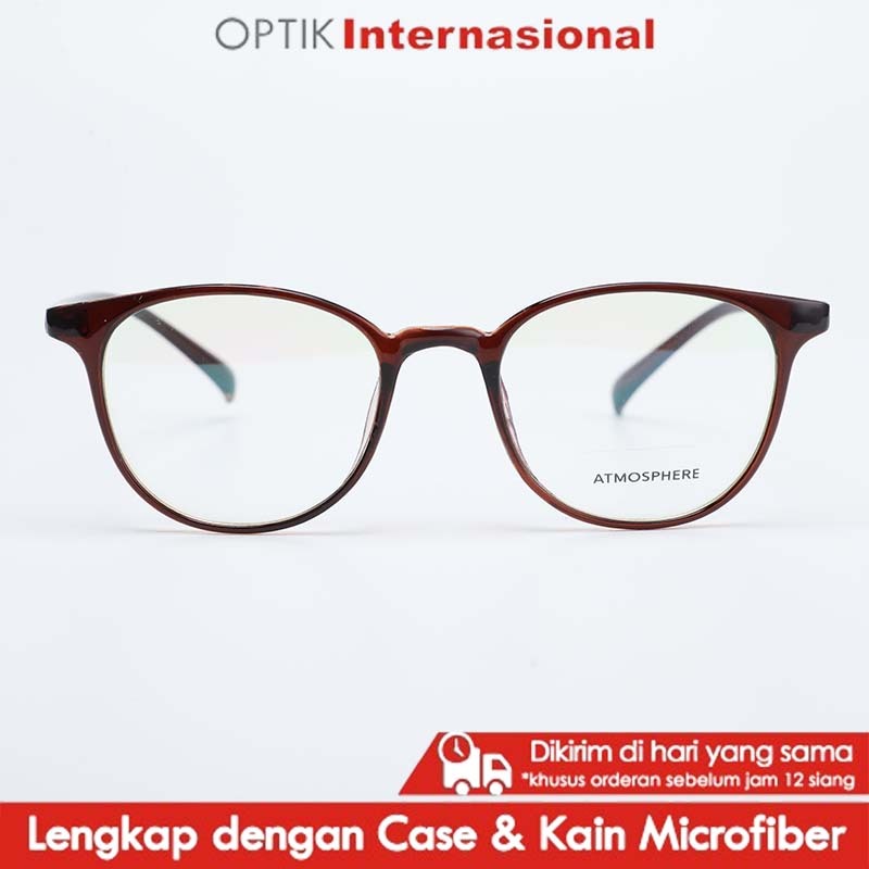 Kacamata ATMOSPHERE-2413 Frame Ringan Pria &  Wanita Fashion Executive Muda Free Lensa  Minus