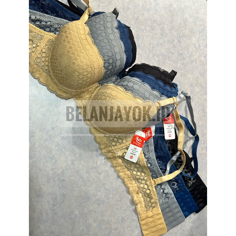 BH Elena 24525 Kawat Kait 3 Cup B Brokat Push Up Bra