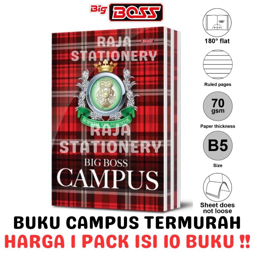 

BUKU TULIS BIG BOSS 50 LEMBAR CAMPUS NOTEBOOK 36 LEMBAR SHEET B5 BOXY BUKU SEKOLAH GARIS [10PCS]