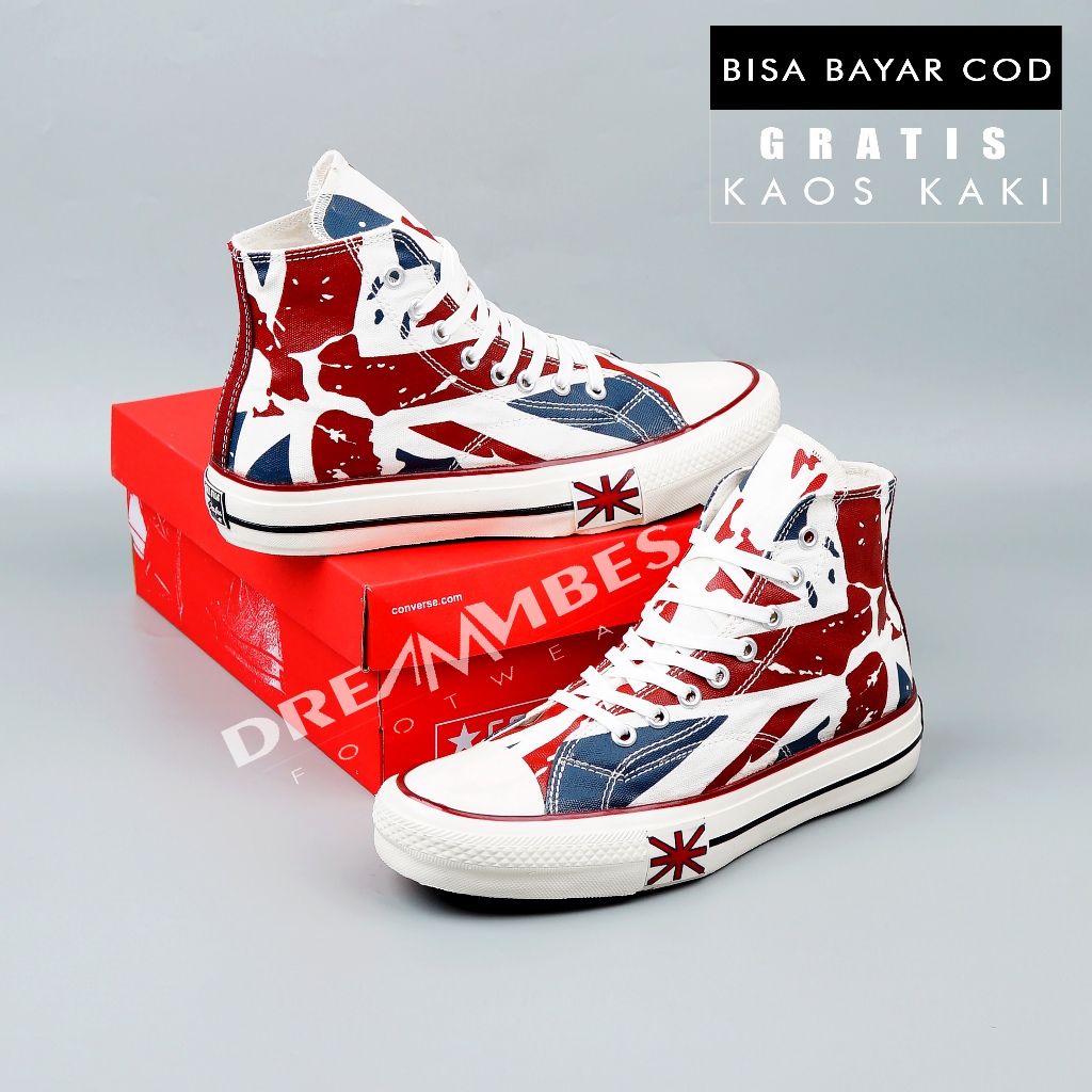 SEPATU CONVERSE PRIA 70S HIGH ALL STAR UNION JACK ENGLAND FULL PRINT TERLARIS