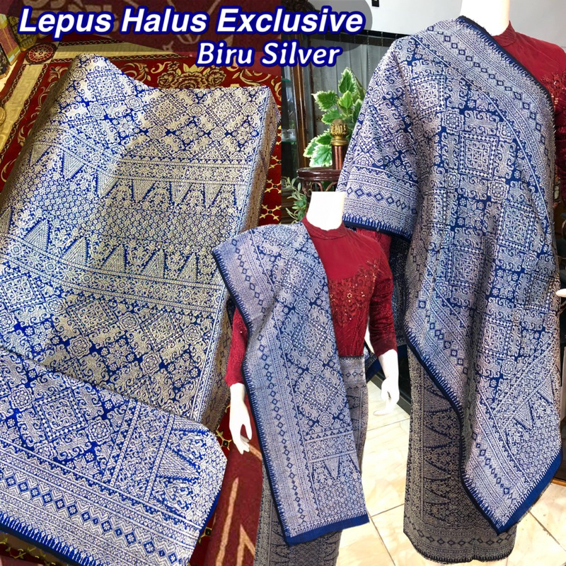 Songket Lepus Halus Exclusive warna Biru Silver  /songket tenun asli palembang /ilham songket palemb