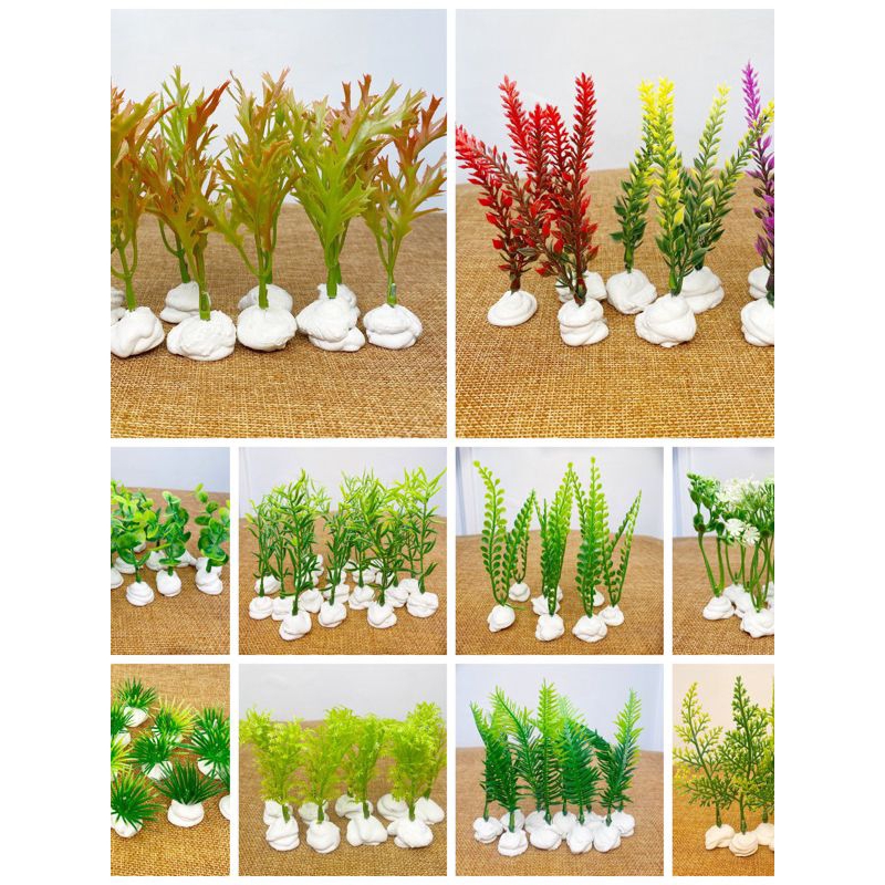 Hiasan Aquarium Size S Kecil Mini Tanaman plastik hiasan aquarium akuarium aquascape rumput kecil