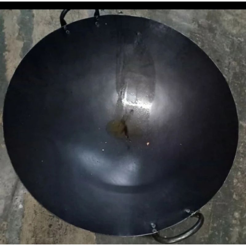 wajan kuali baja hitam gagang besi 53cm