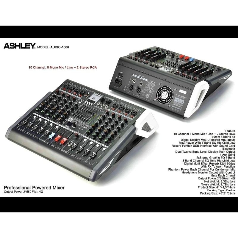 power mixer ashley audio 1000 8 channel
