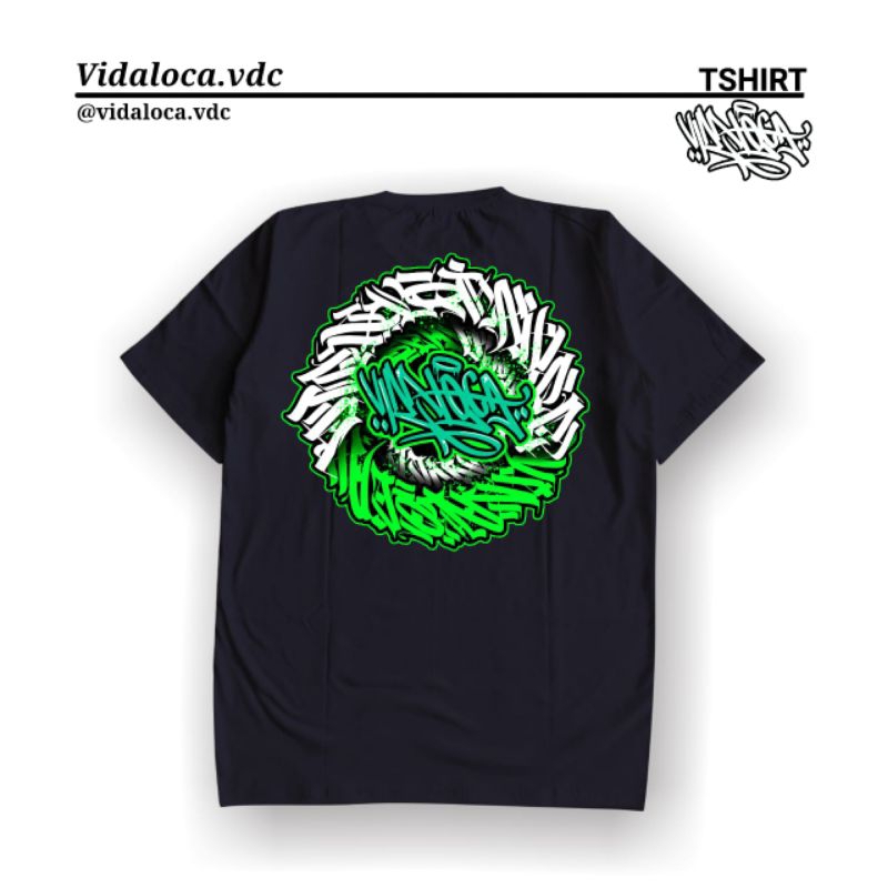 [COD] Kaos Graffiti melingkar Vidaloca putih hijau V1 Kaos Distro kaos kaligrafiti melingkar baju gr