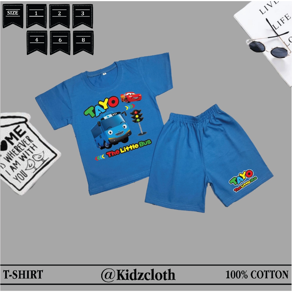KIDZCLOTH Setelan Anak Bus Tayo/Stelan Baju Anak Laki Laki Tayo/Setelan Anak Laki Laki Tayo / Setela