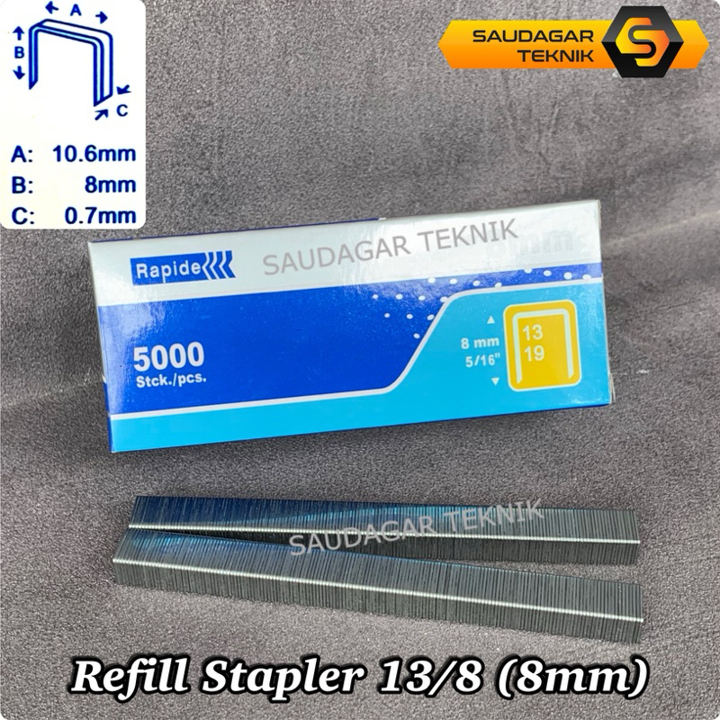 

BENZ Rapide Isi Staples Paku Tembak 13/8 (8mm) Refill Mesin Staples Paku Tembak Angin R23 Air Stapler Gun R 23