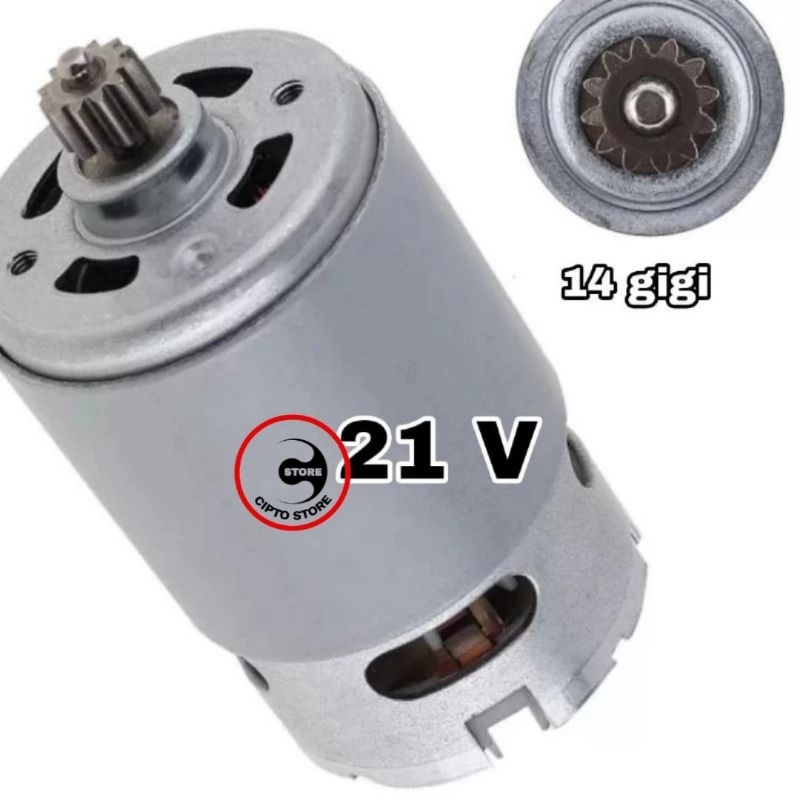 Dinamo DC RS 550 21V 14 gigi atau 14 teeth dan 12V 14Gigi atau14 teeth