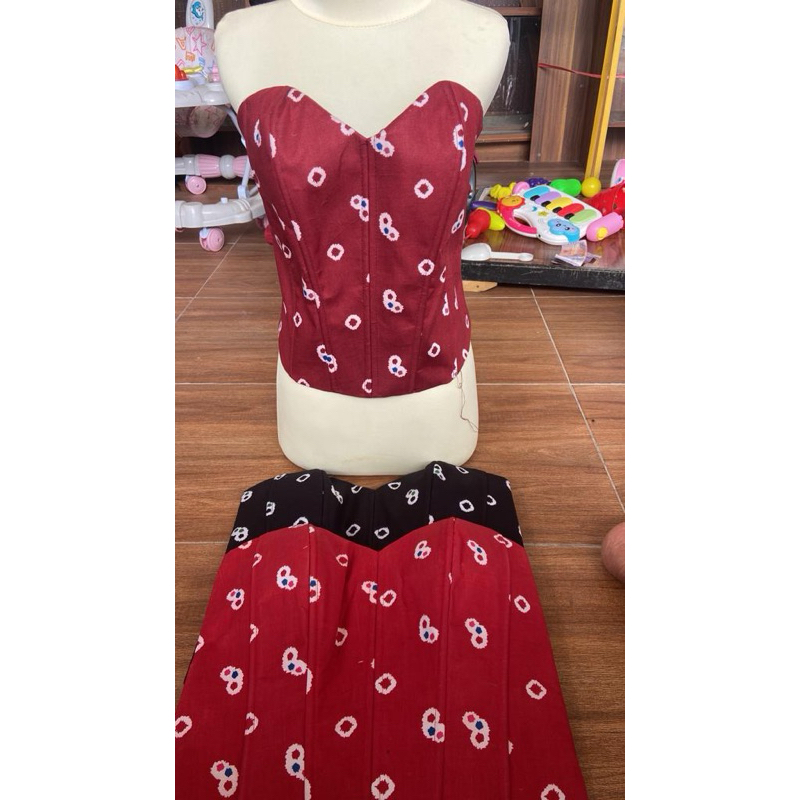 kamisol jumputan/bustier jumputan/kemben jumputan/longtorso