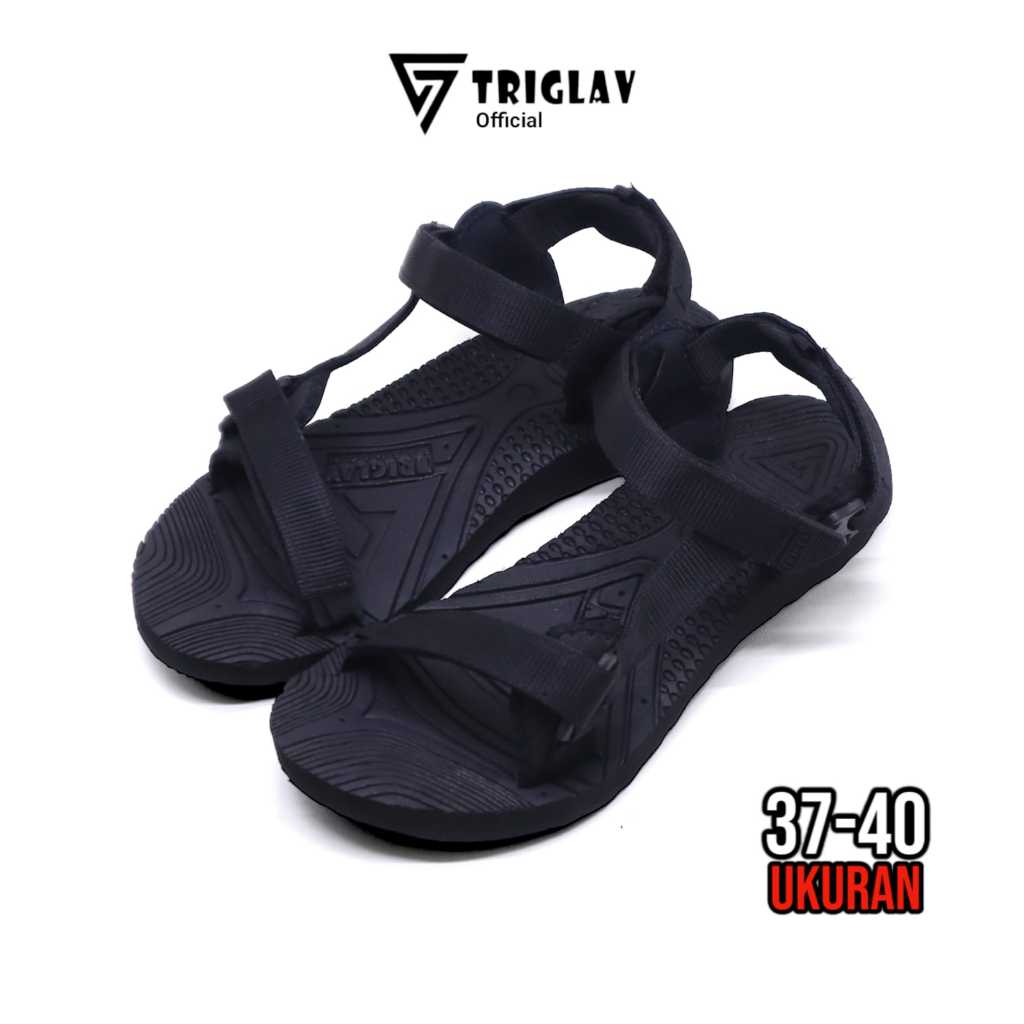 TRIGLAV - Sandal Gunung Cewek Korea Style Karet Full black