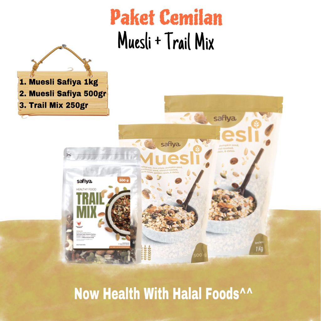 

[ Paket Sarapan Cemil ] Trail Mix dan Muesli 1 kg dan 500 gr + Trail Mix 250 Gr Sarapan Sehat