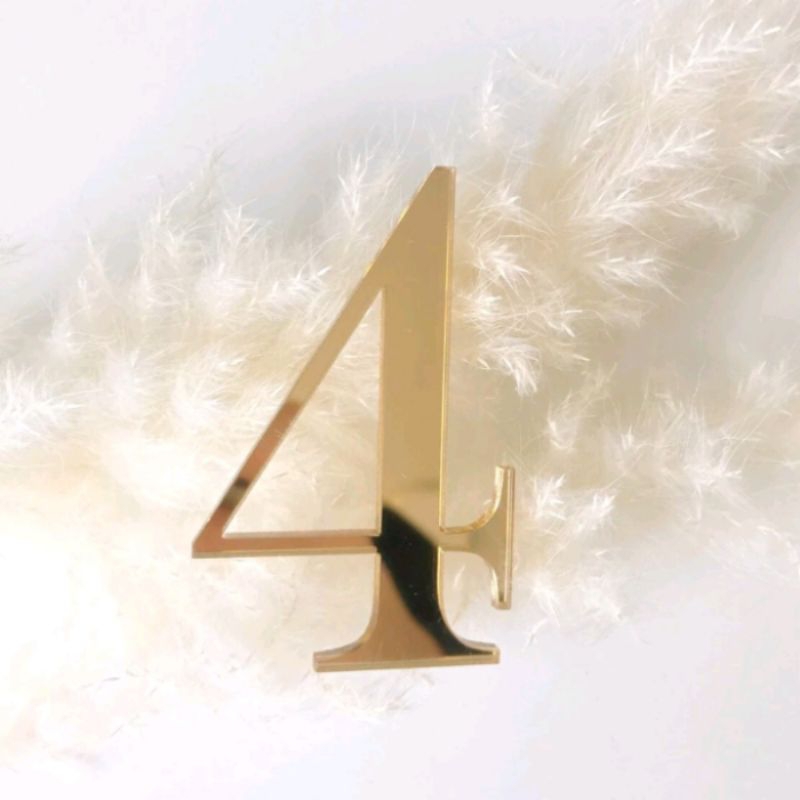 Nomor Acrylic Mirror Gold/ Nomor Rumah Akrilik Mirror Gold Silver