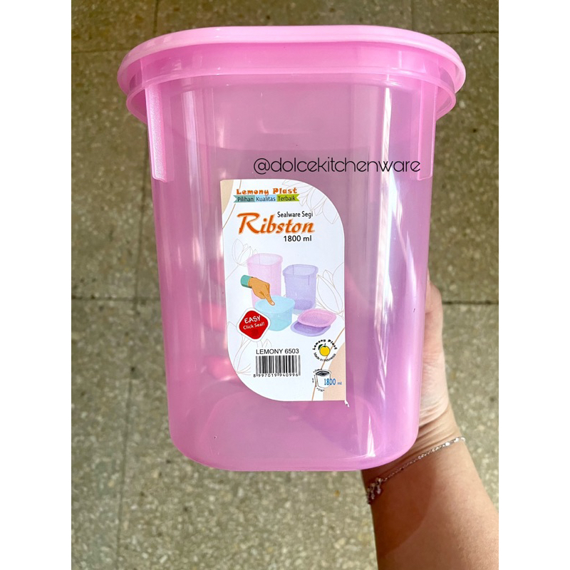 Lemony Toples Tempat Penyimpanan Segi Ribston Sealware Warna Plastik 1800 ml