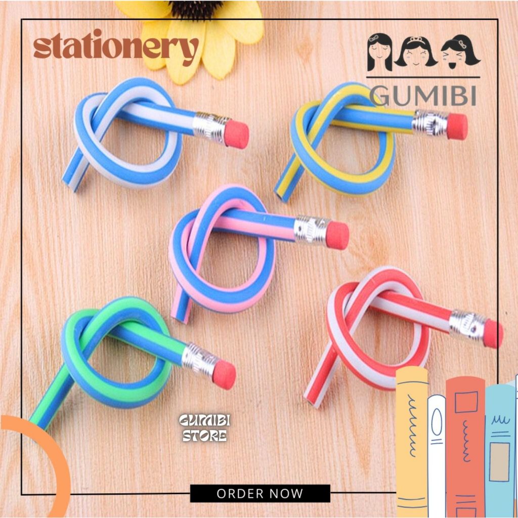 

Pensil Flexsible Lentur Pensil Gulung Unik Lucu Alat Tulis Sekolah Anak Pencil Karet Inul Dapat Digulung GUMIBI STORE