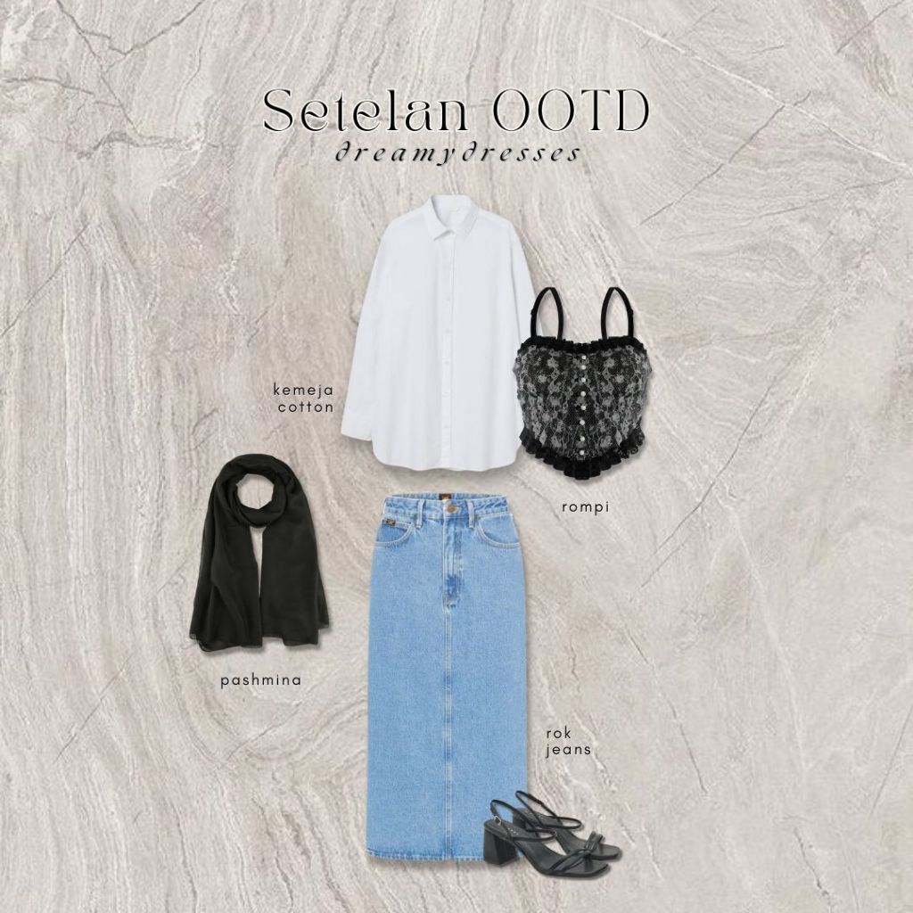 Setelan 05 - One Set Setelan Wanita OOTD Kekinian Outfit Pakaian Lebaran Wanita Hari Raya Outfit Sty