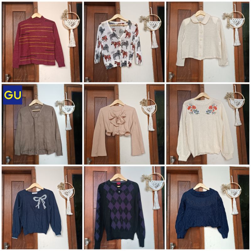 SALE FASHIONTHR ATASAN CARDIGAN CROPTOP KEMEJA SWEATER DRESS OVERSIZE MIX KNITWEAR RAJUT & CREWNECK