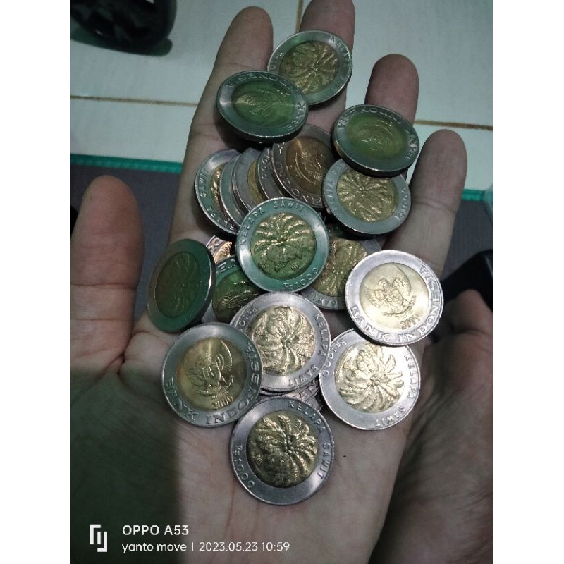 uang kuno asli koin 1000 kelapa sawit bersih kinclong harga untuk per keping