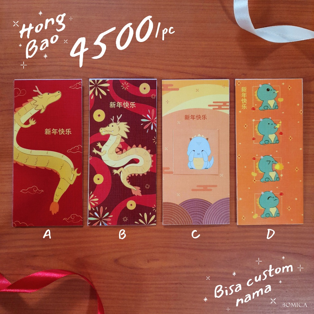 

[CUSTOM NAMA] [4 & 8 pcs] Angpao Angpau Imlek Hong Bao Amplop CNY Chinese New Year Red Envelope Sincia Shio Naga Dragon Tahun Baru China 2024 Premium Lucu