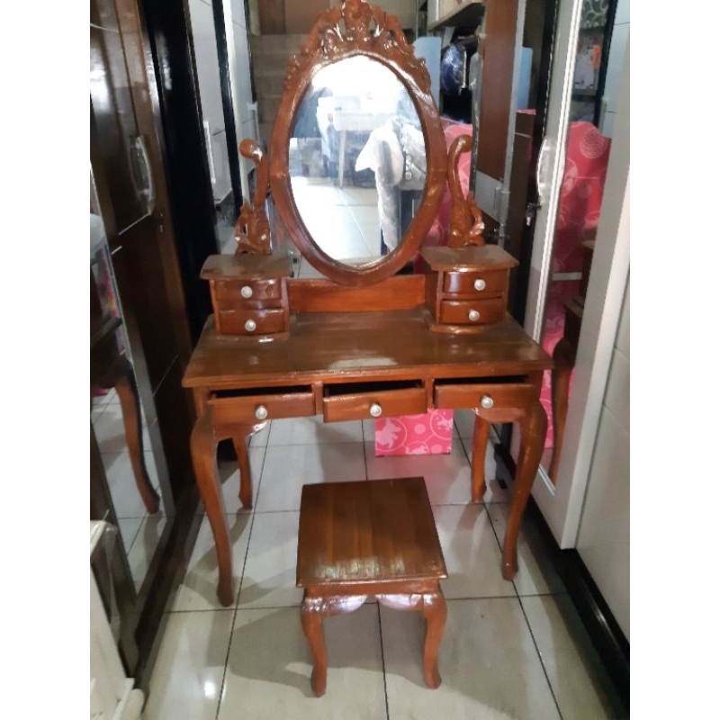 Meja rias kaca kayu/meja rias/meja rias klasik