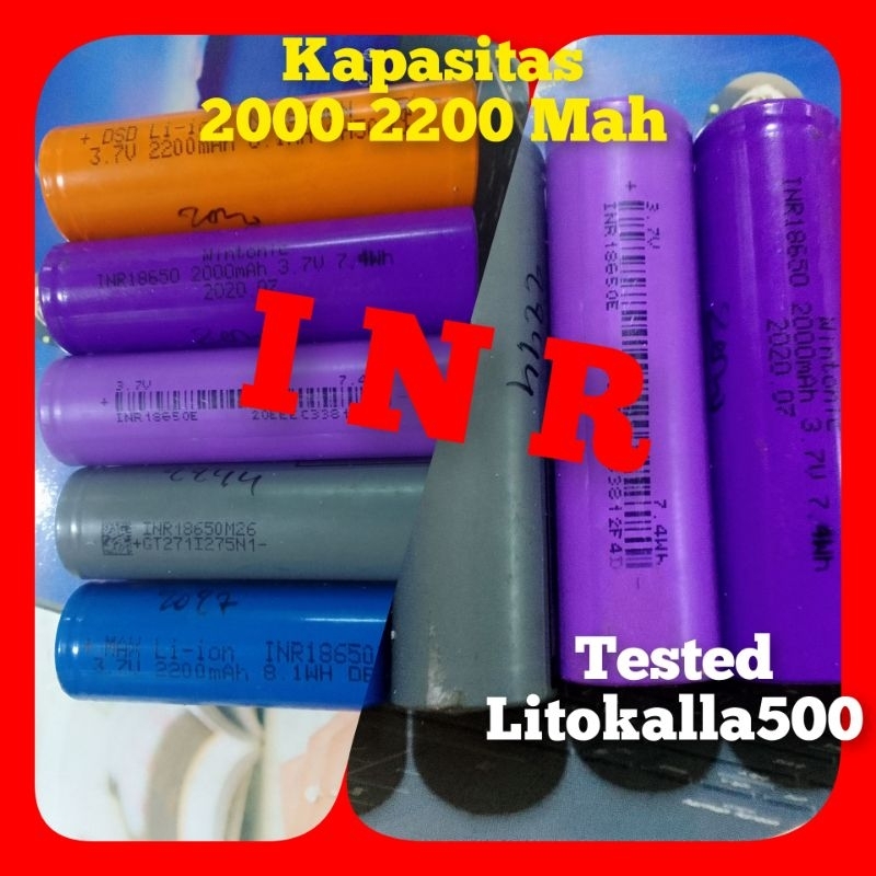Baterai bekas laptop 18650 Type INR Real 2000-2200 mah