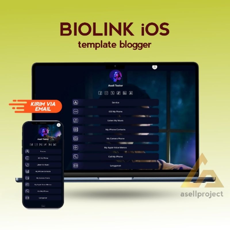 Biolink iOS Template Blogger | Biolink Page Mirip Linktree Siap Pakai