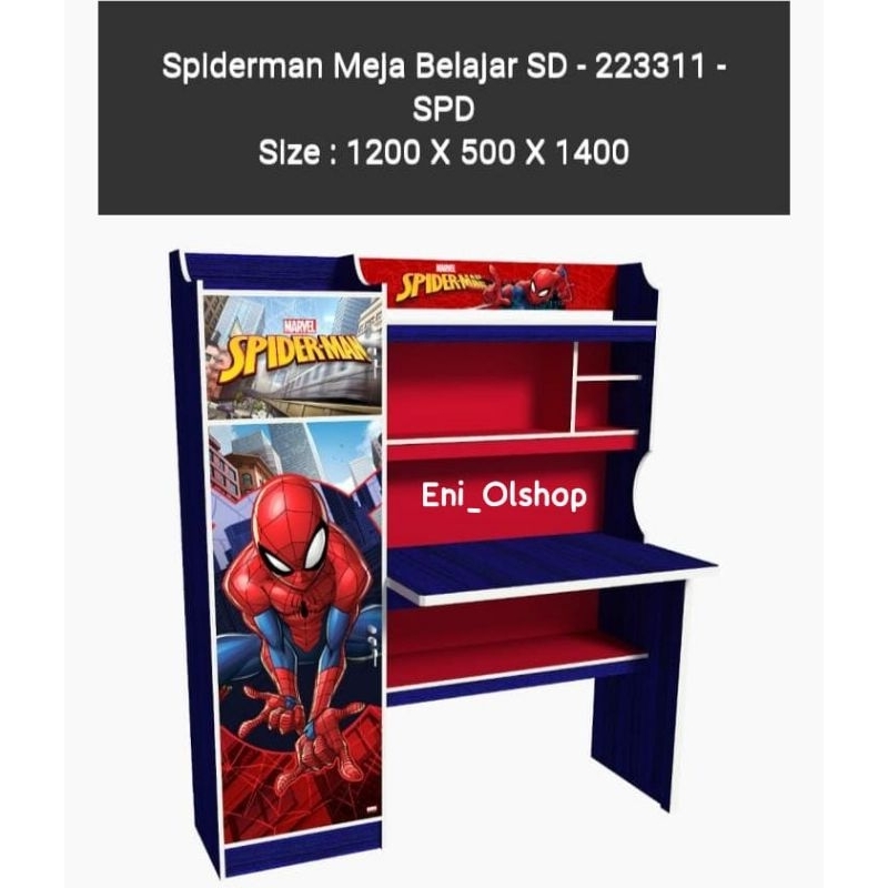 MEJA BELAJAR ANAK-ANAK, LEMARI BELAJAR ANAK SD SPIDERMAN 1200x500x1400mm Palembang, Rak Buku Belajar