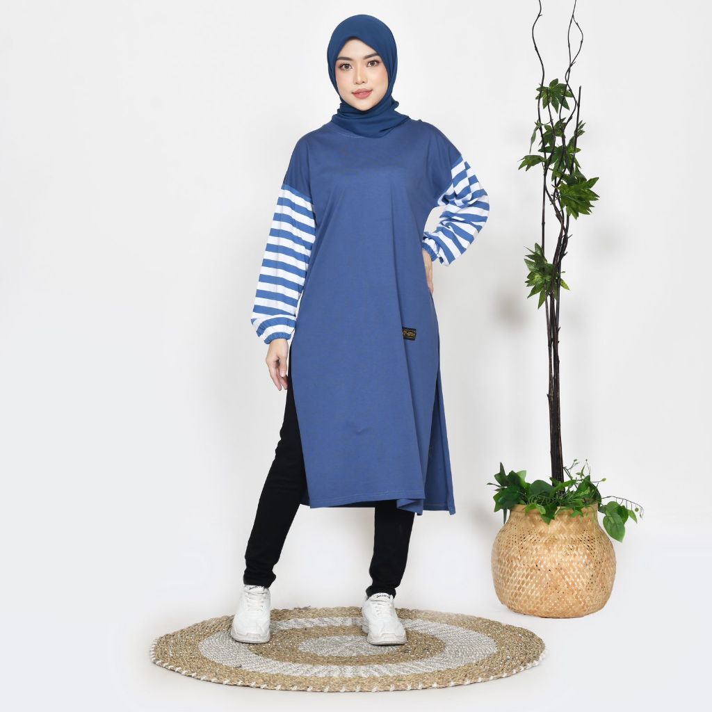 BAJU ATASAN TUNIK JUMBO LONGTUNIK KAOS COMBED 24S TUNIK KOMBINASI
