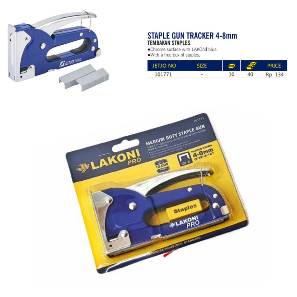 

101771 LAKONI PRO STAPLES TEMBAK STAPLES GUN TRACKER 4 - 8mm / Staples Jok Motor / Kayu