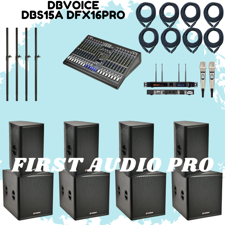 Paket 24 soundsystem outdoor dbvoice DBS15A + X18SA + mixer DFX16 PRO original dbvoice