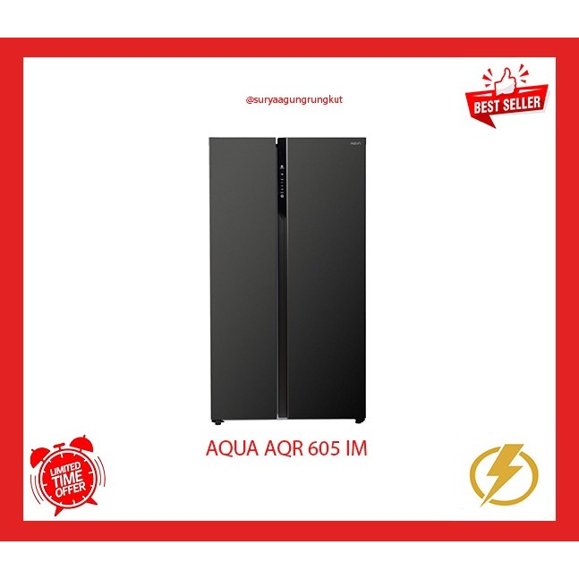 KULKAS SIDE BY SIDE 2 PINTU AQUA 541 LITER - AQR 605 IM FREE ONGKIR