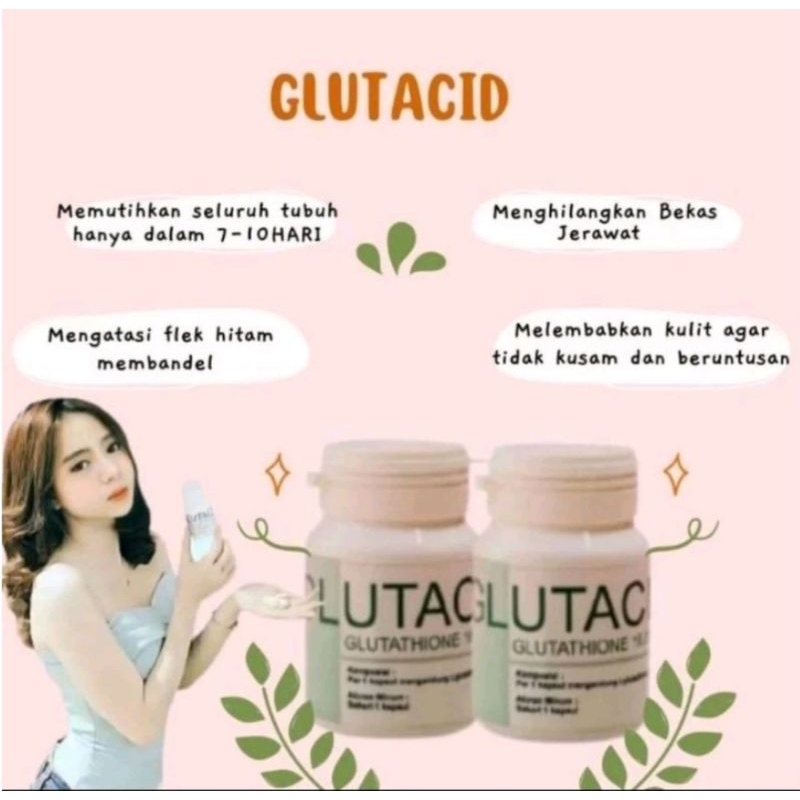 Glutacid whitening glutathione 16,000mg ORI 100% pemutih badan(free gift)
