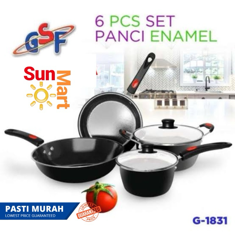 Panci Set Enamel GSF 1831 Enamel 6 pc Set Tutup / Cookware set 6 in 1