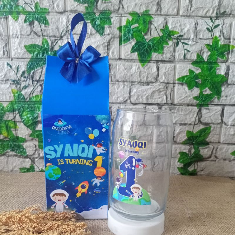 ZOLORA GLASS Souvenir/Hampers Gelas Beling/Kaca /gelas model kaleng custom (wedding, sunatan, khitan