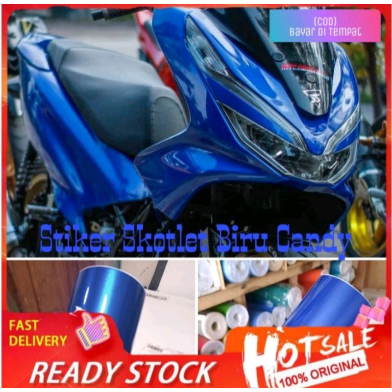 SKOTLET STIKER BIRU TUA METALIK CANDY SCOTLET MOTOR BIRU MUDA SUPER GLOSSY PREMIUM