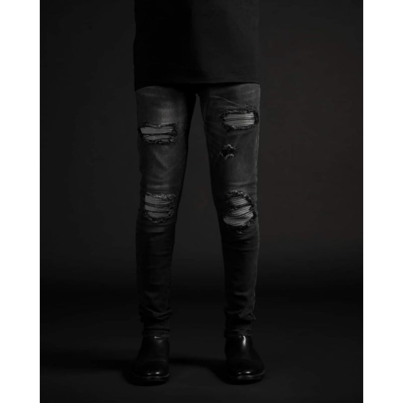 RUCAS Dark Grey Caviar Leather Jeans