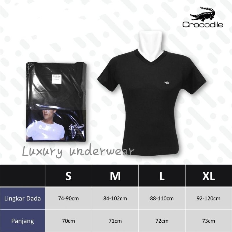 Crocodile Kaos dalam Pria 511-817 V-NECK KATUN POLOS Original Kwalitas PREMIUM nyaman Dipakai
