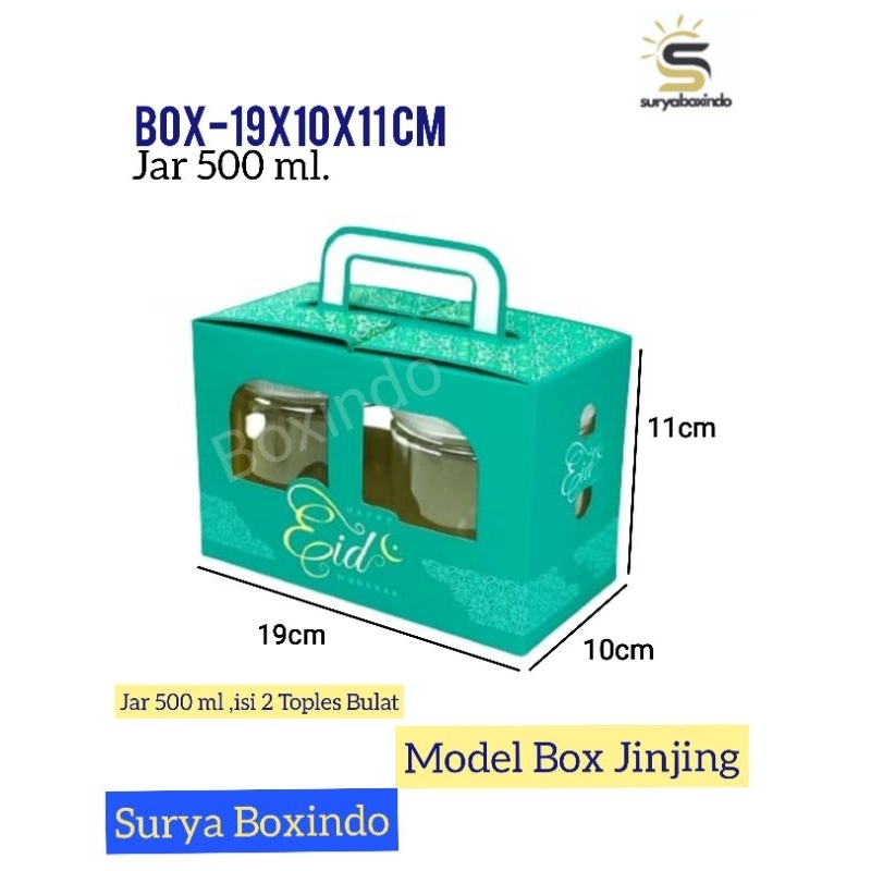 

Box Jar Premium 500 ml isi 2 Toples Bulat(19x10x11 cm) Gabllebox/Hampers