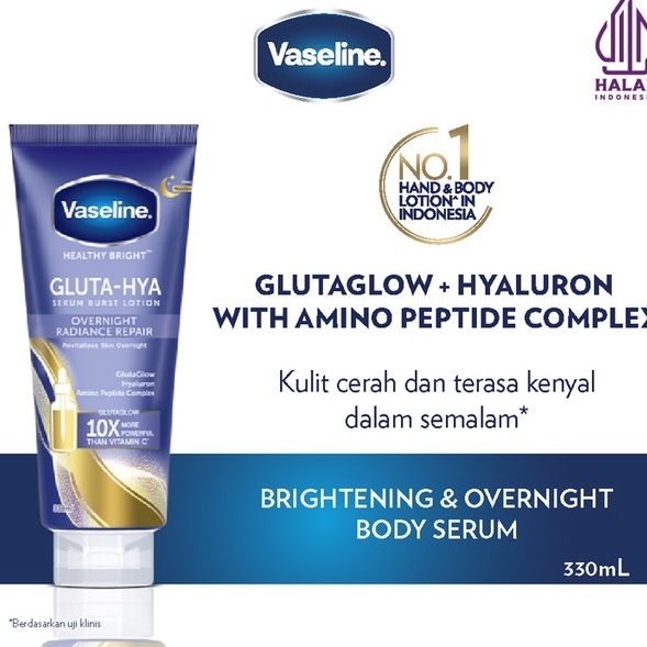Super Laris trxT9f9E Vaseline Healthy Bright Gluta Hyaluron  Peptide Serum Lotion Overnight 33ml