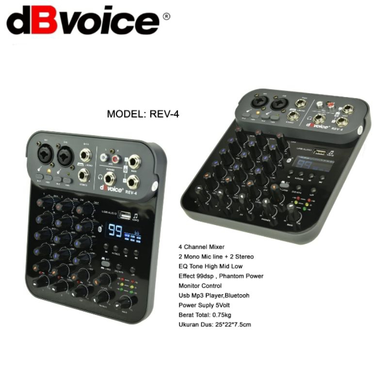 Mixer Audio dBvoice REV-4  99DSP Effect Mixer Mini Original