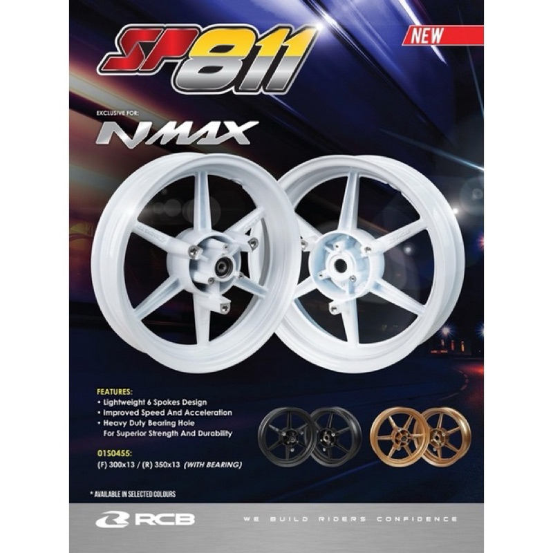 VELG RACING RCB SP 811 NMAX NEW NMAX LAMA UKURAN 300/350 RING 13 VELG RCB SP 811 PUTIH PALANG 6 YAMA