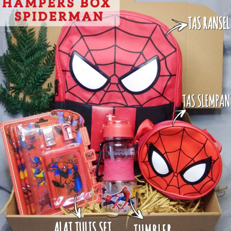 Sedang Trend  HAMPERS BOX ANAK SPIDERMAN  KADO ULANG TAHUN ANAK COWOK SPIDERMAN  TAS SEKOLAH ANAK PA