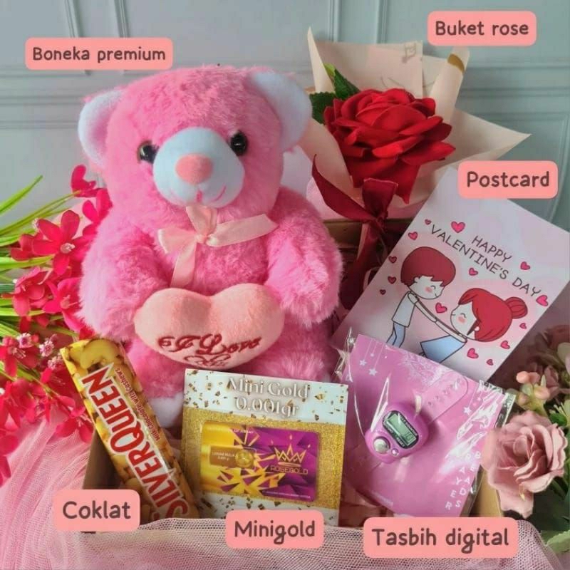 

Kado Cewek Valentine / Hampers Valentine Day / Gift Box Boneka Cokelat Valentine