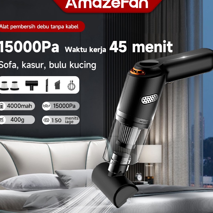 AmazeFan 15Pa Vacum Cleaner alat penyedot debu portabel alat penyedot debu mobil Mini Wireless vacuu