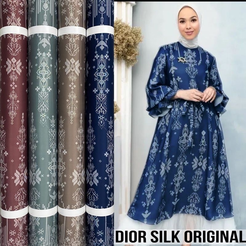 Kain Silk Dior Meteran Motif Zahra 0.50 Meter