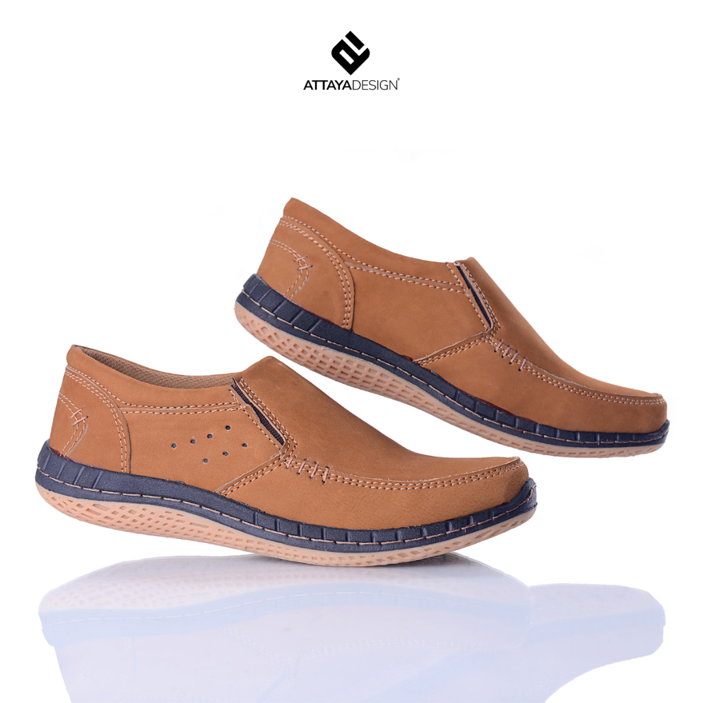 Attaya Design Sepatu Casual Pria Branded Kulit Asli Berkualitas Terbaik Model Selop AV1