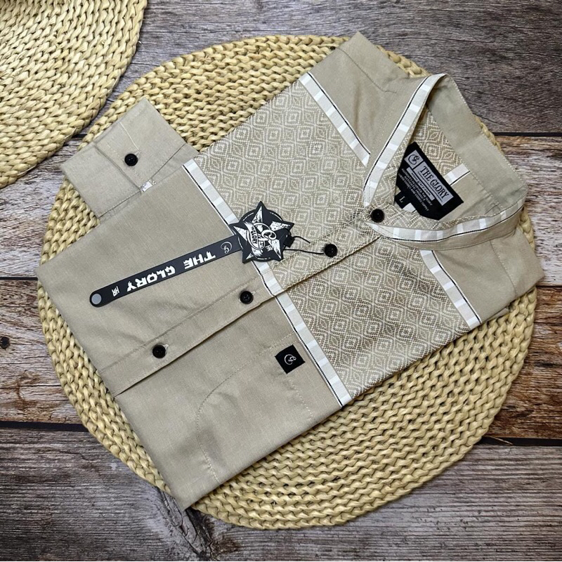 (𝐓𝐄𝐑𝐁𝐀𝐑𝐔) Motif 4 Baju Kemko Koko Baju Koko Kemeja Sanghai Lengan Panjang Pria Dewasa Kombinasi Salu