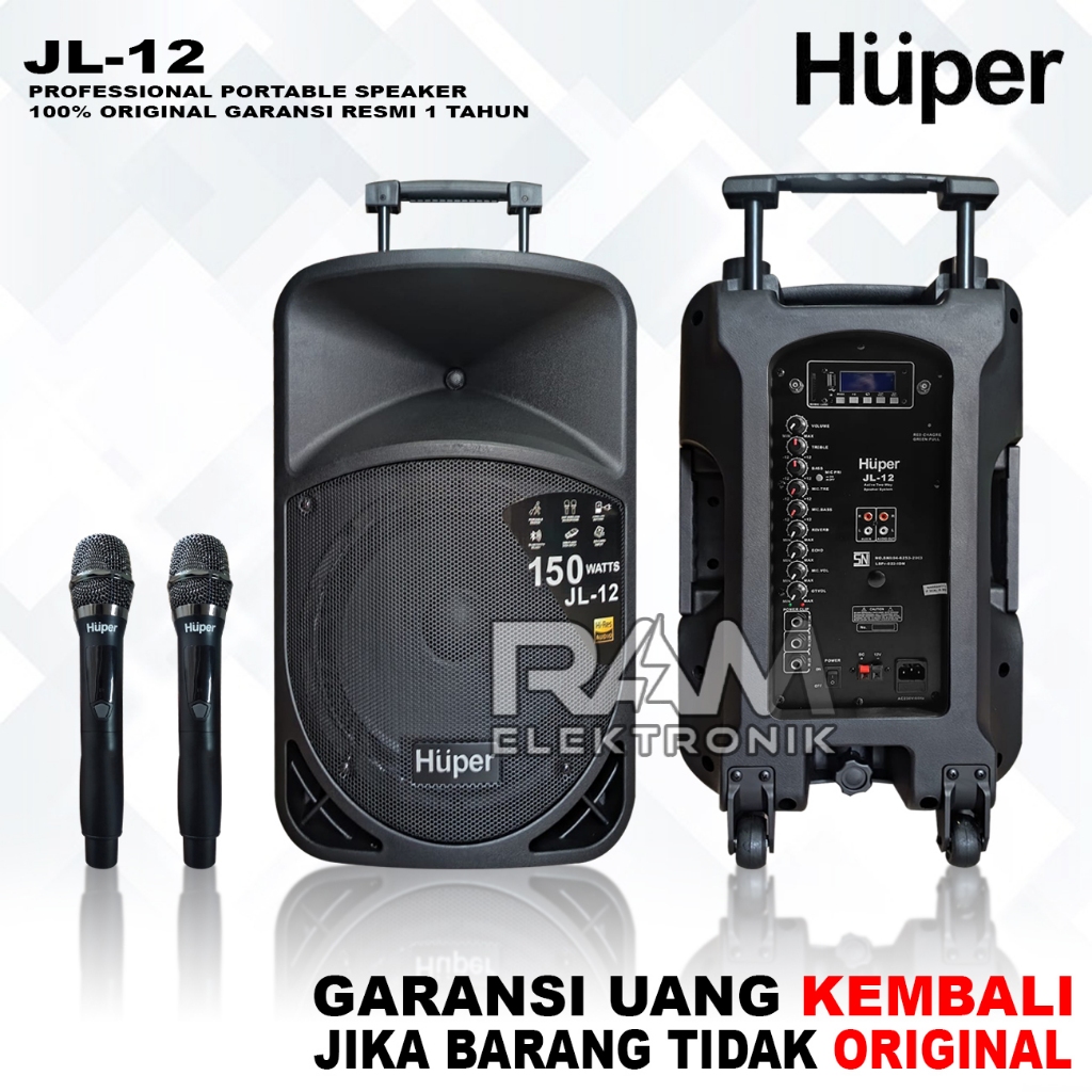 Speaker Aktif Portable 12 Inch HUPER JL12 / JL 12 Original Bluetooth USB