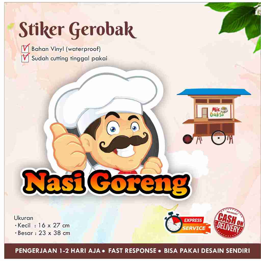 STIKER KACA GEROBAK VINYL NASI GORENG / LABEL MAKANAN