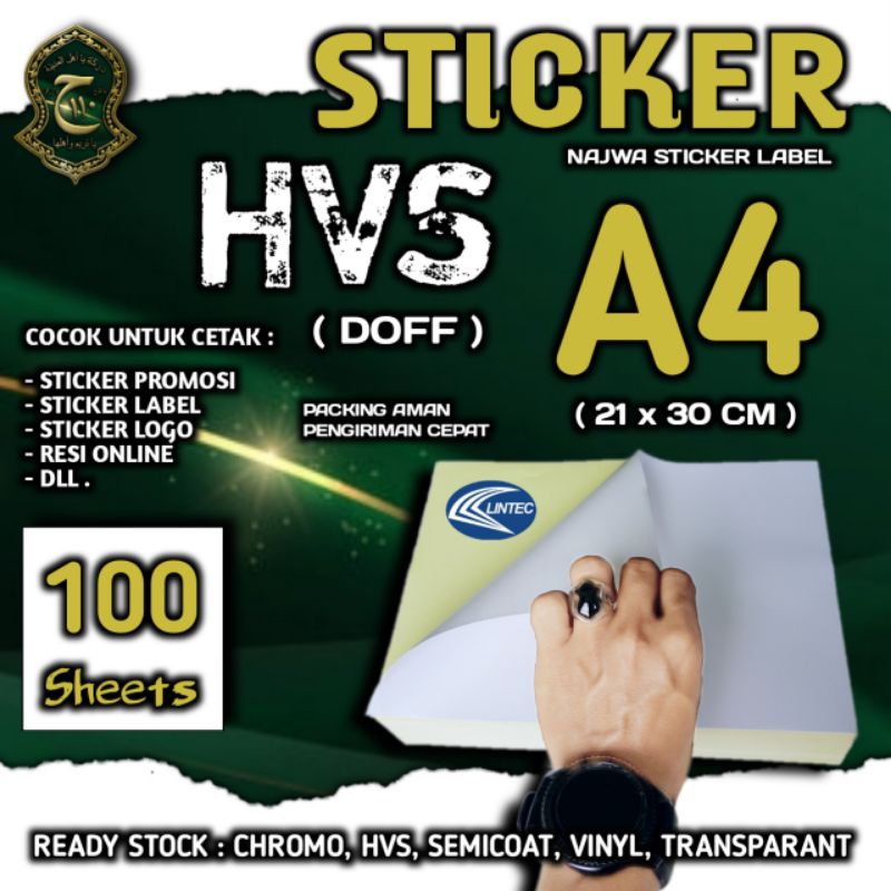 

STICKER HVS ( DOFF ) A4 ISI 100 LEMBAR TERMURAH