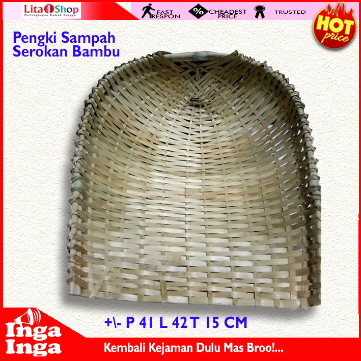 pengki anyam - serokan sampah bambu - serokan bangunan anyam bambu